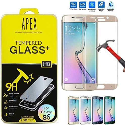 @LEYSHIZ FULL BODY Curved Tempered Glass Screen Protector for Samsung Galaxy S6 Edge - GOLD (FREE SHIPPING)