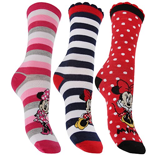 Disney Minnie Mouse Ladies/Womens Socks (Pack Of 3) (US 6-10) (Design 3)