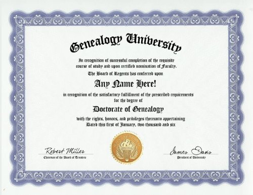 External hard drive:Genealogy Ancestry Degree: Custom Gag Diploma Doctorate Certificate (Funny Customized Joke Gift - Novelty Item)