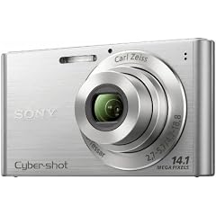 Sony DSC-W320S Digitalkamera (14 Megapixel, 26mm Carl Zeiss Vario Tessar Weitwinkelobjektiv mit 4fach optischem Zoom, 6,9 cm (2,7 Zoll) LC-Display) silber