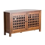 IMAGE OF SEI Narita Walnut Corner Media Stand with Windowpane-Style Doors