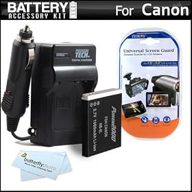 Battery And Charger Kit For Canon PowerShot SX260 HS, SX260HS, Canon PowerShot SX500 IS, SX500IS Digital Camera Includes Extended Replacement (1200Mah) NB-6L Battery + Ac/Dc Rapid Travel Charger + MicroFiber Cloth + More