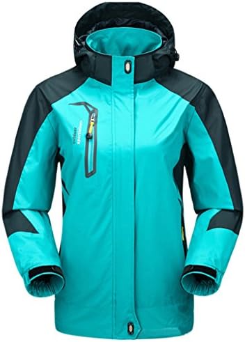 Cloudy Hooded Waterproof Jacket Softshell Women Sportswear(Acid Blue,US M/Asian2XL)