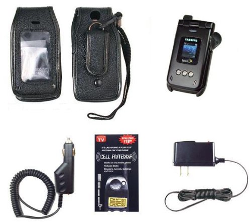 Super Accessories Bundle for Sprint Samsung Mm-a900 Blade Phone (Includes Leather Case, Swivel Belt Clip Holster, Car Charger, Wall Charger, & Antenna Booster)