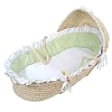 Hooded Moses Basket with Sage Gingham Bedding