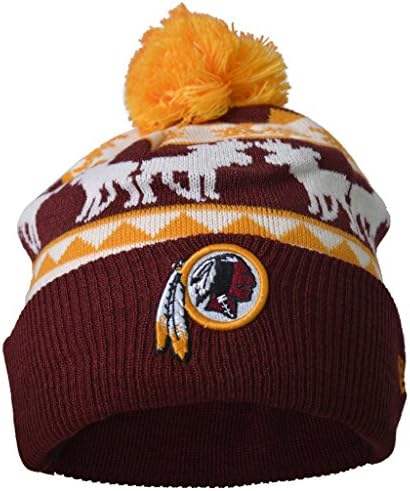 Slimio® Washington Redskins 3D Warm Thick Cuffed Knit Pom Beanie - Pattern#01 OneSize