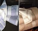 Armani International, Faccia dei Colori, Luxury European Towels-Sets in Bi-face (Antique Beige-White) and (Antique Blue-White) 6-pc, Simply Elegant