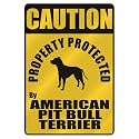 CAUTION " PROPERTY PROTECTED BY AMERICAN PIT BULL TERRIER " PARKING SIGN DOG