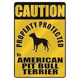 CAUTION  PROPERTY PROTECTED BY AMERICAN PIT BULL TERRIER  PARKING SIGN DOG