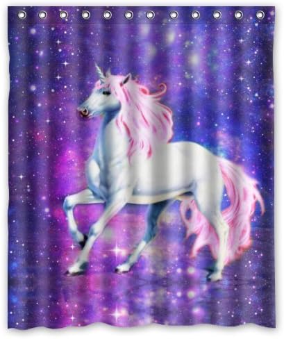 60"(w) x 72"(h) Hot Sale Nebula Galaxy Space Unicorn Theme Picture 100% Polyester Bathroom Shower Curtain Shower Rings Included by Unicorn Shower Curtain