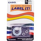 Casio XR9-XS 9mm Label Printer Tape for CWL-300 (Black-On-Clear)