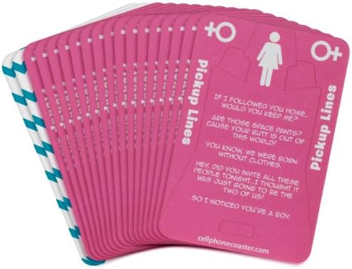 Cellphone Coaster 3-3/8-Inch by 5-Inch Paper Board Easy-to-Prop-up Coasters, Pick-up Lines to Use on Men, Version B, Pack of 18
