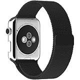Apple Watch Band, JETech 38mm Milanese Loop Stainless Steel Bracelet Strap Band for Apple Watch 38mm All Models No Buckle Needed (Black)