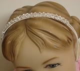 Genuine Sterling Silver Plated with Sparkling Rhinestone Crystals Loaded Headband for Christening Prom Communion