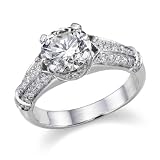 Certified, Round Cut, Solitaire Diamond Ring in 14K Gold / White (2 ct, K Color, VS1 Clarity)