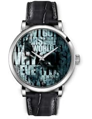 SPRAWL Aanalog Fashion Series Silver Ladies Watches of Genuine Black Leather Strap,Unique Wrist Watch for Women Girls Designed with alphabet