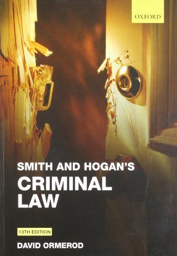 Smith and Hogan's Criminal Law by Ormerod, David (2011) Paperback