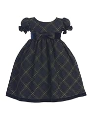 Girls  Cotton/Polyester Plaid Print Short Sleeves  Dress With a Bow(s)