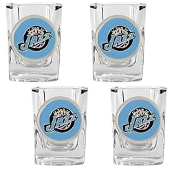 Utah Jazz NBA 4pc Square Shot Glass Set by Great American Products