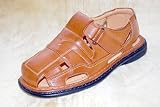 518PrSVyQ7L. SL160  OCEAN LOVERS DESIGNER Comfort Fishermans Sandal. Richly Textured Brandy Tan Mens Shoe. GIORGIO BACCINI style#25688 by AMERICAN SHOE FACTORY