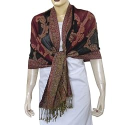 Jacquard Design Paisley Weaving Wool Stoles Womens Outerwear
