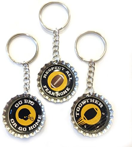 Football Fan - Black and Gold School Colors - Set of 3 Keychains