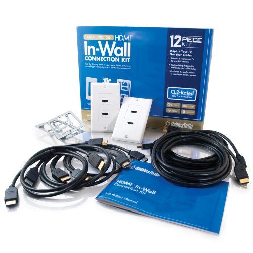 Cables To Go Dual Device HDMI In-Wall Connection Kit, 12-piece 45035
