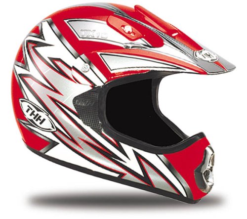 JOLT TX-10 Full Face Motorcycle Helmet, Red/Silver, YTH-LG