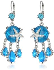 Betsey Johnson "Iconic Blue Sea" Star Fish Gem Chandelier Drop Earrings