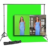 CowboyStudio Photography 10' X 20' Chromakey Green Muslin Backdrop with 10' Crossbar Heavy Duty Background Support System Background Stand and Carry Bag