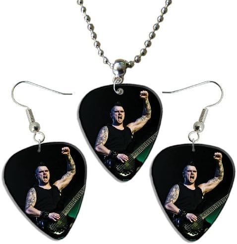 Bullet For My Valentine Guitar Picks Plectrums Playable Earrings &amp; Necklace Set Live Performance A