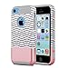 BENTOBEN iPhone 5C Case, 5C Case, Dual Layer Protection Slim Fit [Scratch Resistant] Hybrid Hard PC Back Cover Shockproof TPU Bumper Wave Pattern Protective Case for iPhone 5C, Rose Gold/Gray