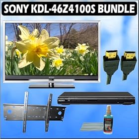 Sony Bravia Z-Series KDL-46Z4100/S 46in. 1080P Silver + Sony DVD Player w/ Wall Mount Accessory Kit