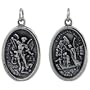 Sterling Silver St. Michael The Archangel Oval-shaped Medal Pendant, 7/8" (23mm) tall
