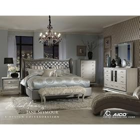 Aico Amini Hollywood Swank California King Graphite Leather Bedroom Set by Aico Amini