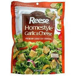 Reese Homestyle Garlic and Cheese Croutons, 5-Ounce Bags (Pack of 12)