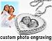 Custom Photo Engraving Cubic Stone Medium Heart Charm Dog Tag-Free Chain & GiftBox