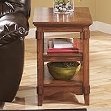 Signature Design by Ashley Rustic Medium Brown Oak Cross Island Chair Side End Table