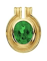 10K Yellow Gold Oval Cut Chatham Created Emerald Pendant -- LIFETIME WARRANTY