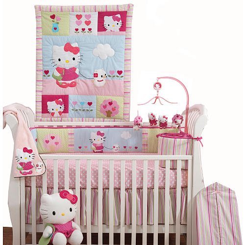 Lambs & Ivy Bedtime Originals Hello Kitty and Puppy 4-Piece Baby Crib Bedding Set - Pink product image