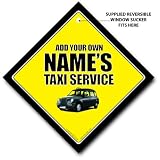 518QJAauInL. SL160  PERSONALISED TAXI CAR SIGN, Add Your Own Text To Create Your Own Taxi Sign, Black Cab Taxi Sign, Baby on Board Sign Style, FREE UK Postage
