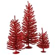3-Piece Sparkling Red Tinsel Artificial Christmas Tree Set - 12", 18" and 24"