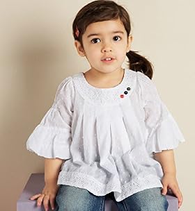 Autograph Pure Cotton 3/4 Sleeve Embroidered Top