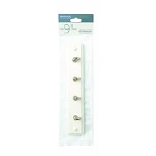 Amerock H55590-WS 9-Inch Classic Key and Gadget Rack, White with Silver Hooks