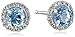 Amazon Collection Sterling Silver Swiss Blue Topaz Round with Created White Sapphire Halo Stud Earrings