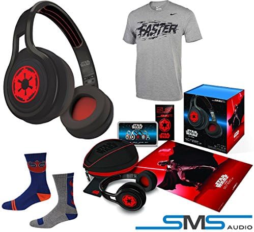 SMS Audio STREET by 50 First Edition Star Wars On Ear Headphones (Galactic Empire) Sport Bundle w/ Star wars Socks and Nike T Shirt