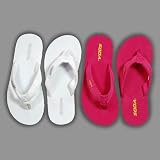 GREAT Women's Flip Flops 2 Pair Set White Fuchsia