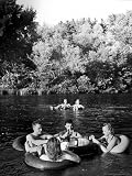 Bridge Table Enables Party Goers to Play a Few Rubbers During Floating Party on the Apple River Photographic Poster Print by Alfred Eisenstaedt, 12x16