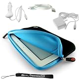 Kroo Glove Sleeve Cover Case with extra pocket For Barnes & Noble Nook E-Reader+ Includes a 4-Inch eBigvalue Determination Hand Strap + 3 in 1 Combo of Home and Car charger with a USB Data Sync Cable