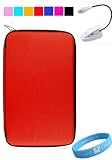 Red Hard Cube Carrying Case for E-Book Barnes and Nobles Nook + White eLight+ Wristband